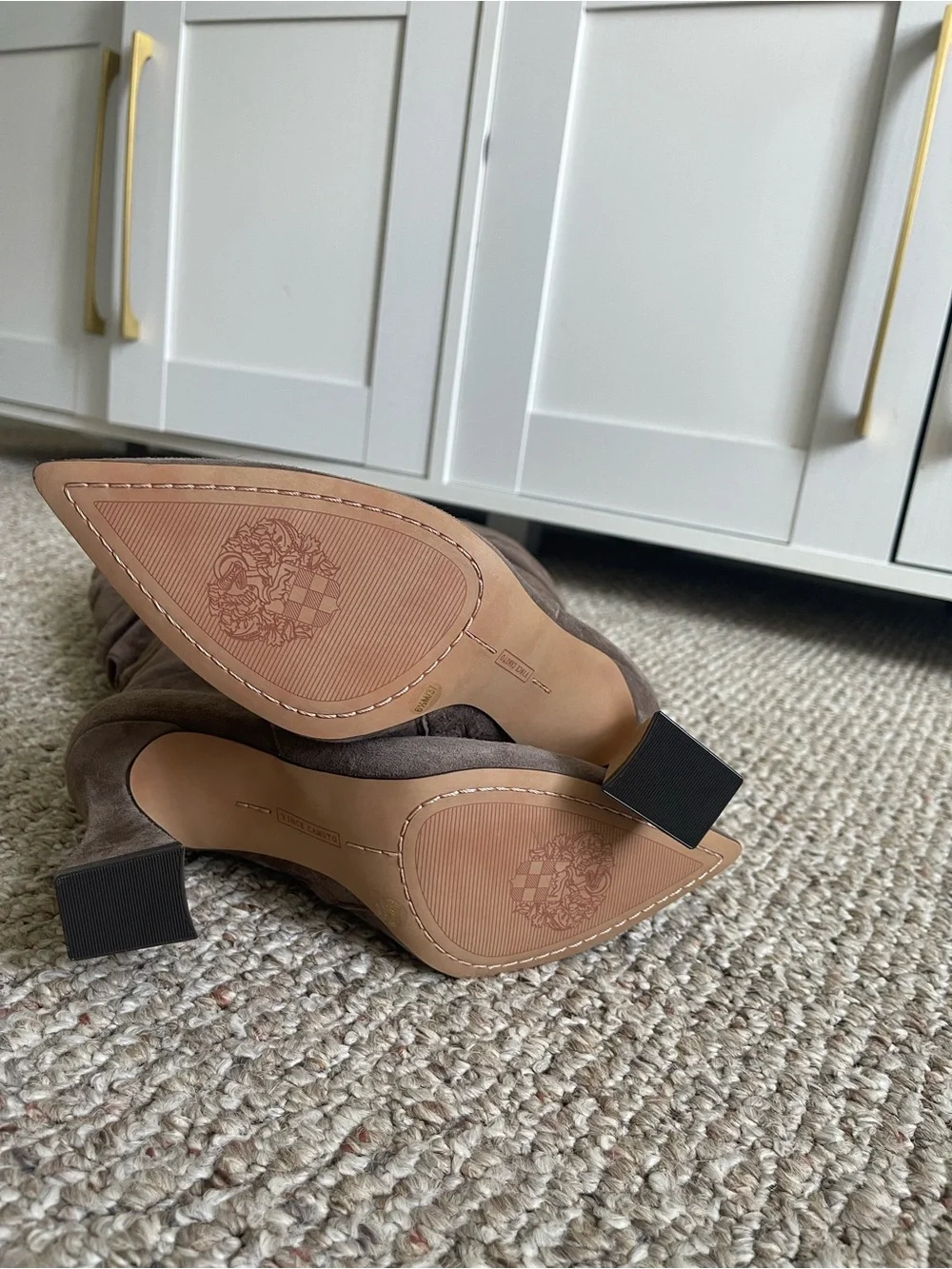 Vince Camuto Alinkay Taupe Brown Suede Knee High Slouch Boots NEW 6.5 HTF